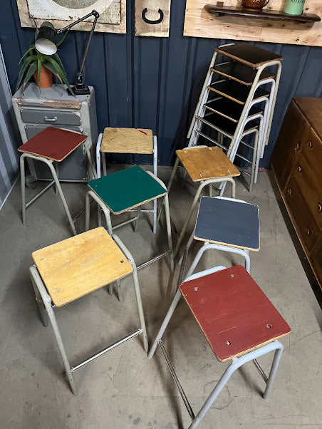 Vintage ex school Lab stools