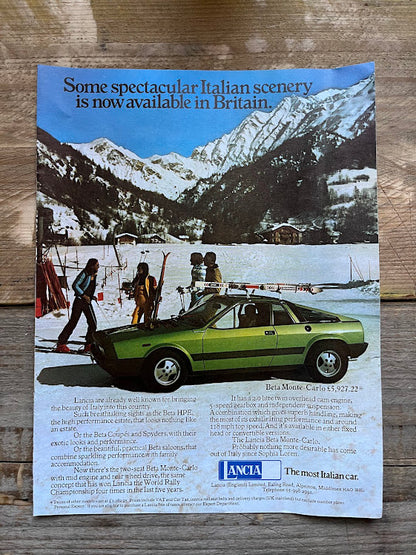 Vintage Lancia Beta Monte Carlo advertisement 1977