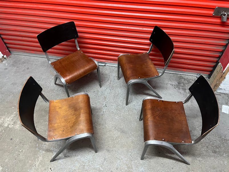 Esavian Stacking Dining Chairs by James Leonard for ESA, 1950s rare wide base