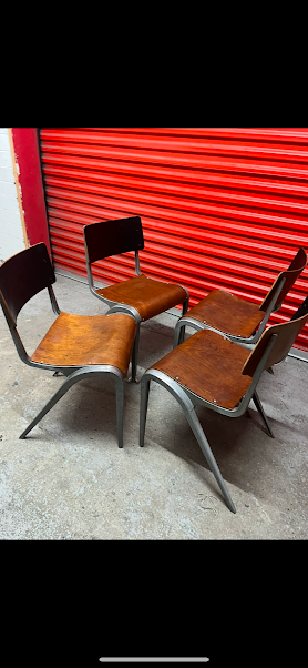 Esavian Stacking Dining Chairs by James Leonard for ESA, 1950s rare wide base