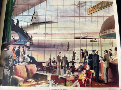 Vintage 1950s school poster - Inside a transcontinental airport