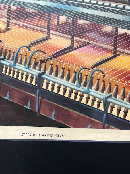 Vintage 1950s school poster - 'Making cloth'