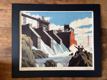 Vintage 1950s school poster - 'Hydro Electricity Quebec'