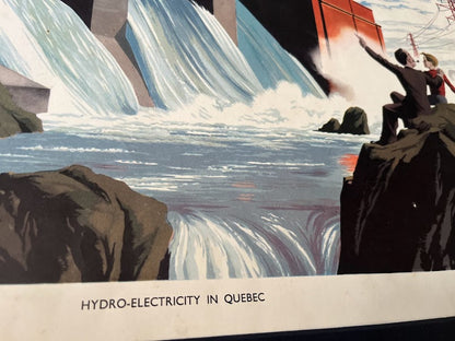 Vintage 1950s school poster - 'Hydro Electricity Quebec'