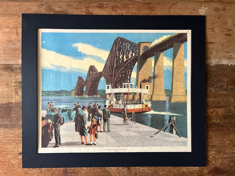 Vintage 1950s School Poster - The forth bridge Scotland