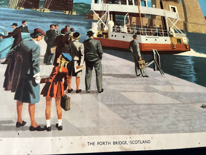 Vintage 1950s School Poster - The forth bridge Scotland