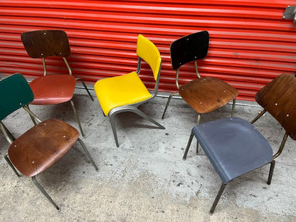 Set of four mismatched industrial chairs Esavian / Danish