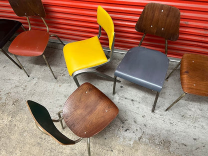 Set of four mismatched industrial chairs Esavian / Danish