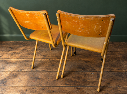 midcentury industrial style tubular stacking chair - Mustard yellow