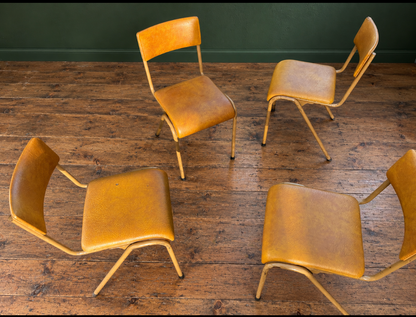 midcentury industrial style tubular stacking chair - Mustard yellow