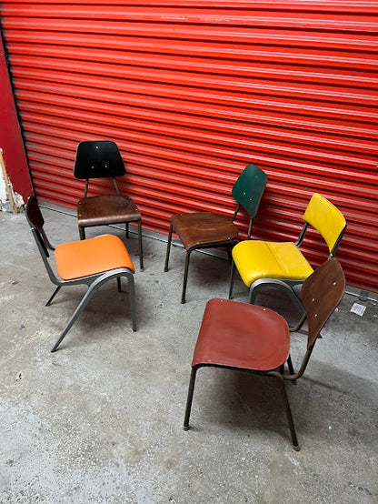 Set of four mismatched industrial chairs Esavian / Danish