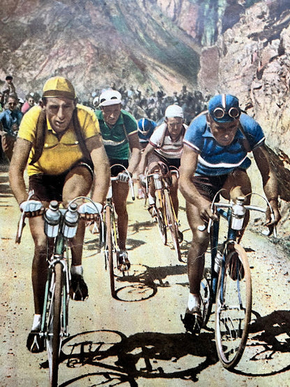 Vintage Cycling Print - Fausto Coppi / Gino Bartali Original 1950 Tour de France print