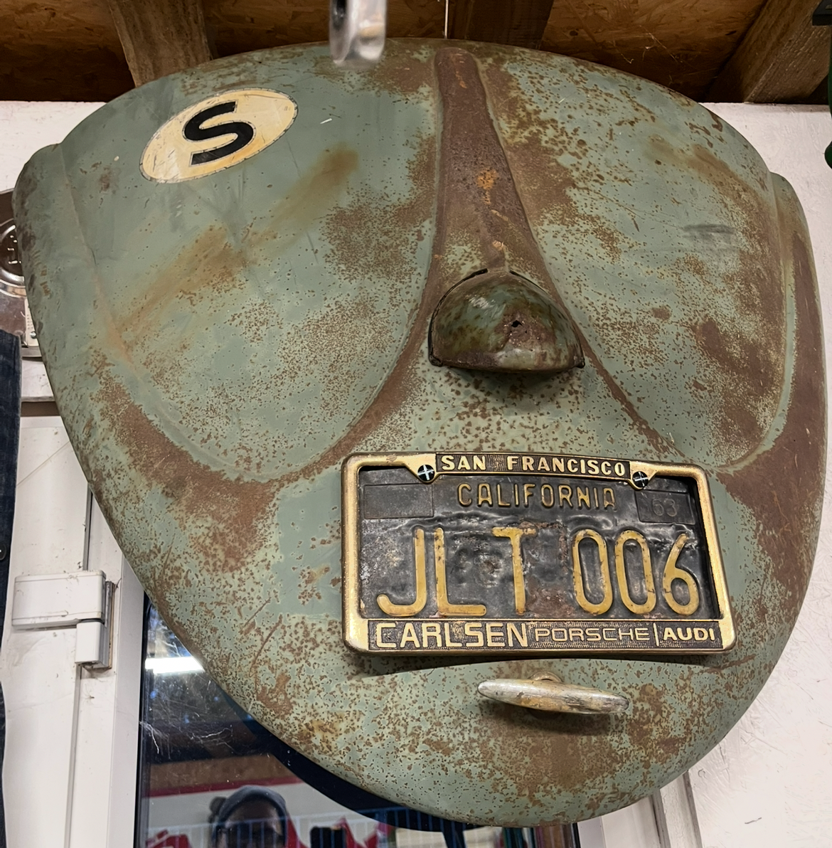 VW Beetle W decklid 1950s Oval window display item
