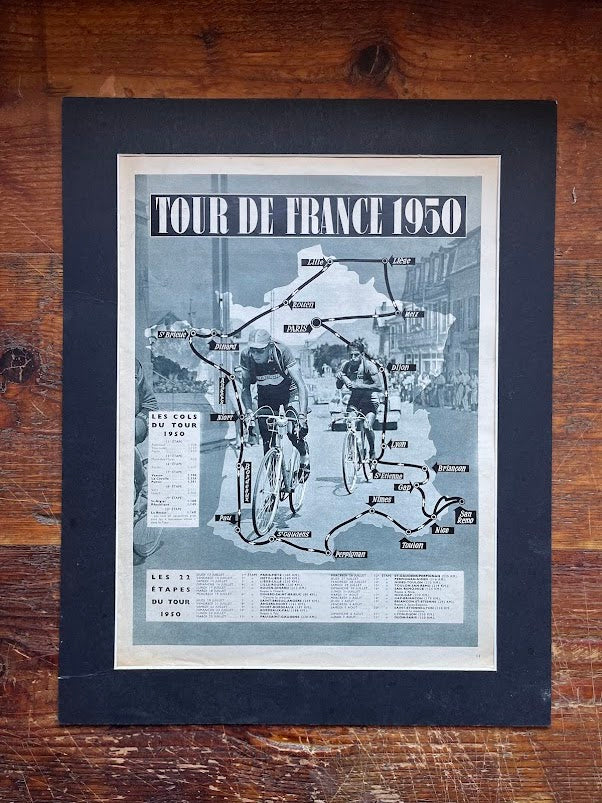 Vintage Tour de France route map -1950