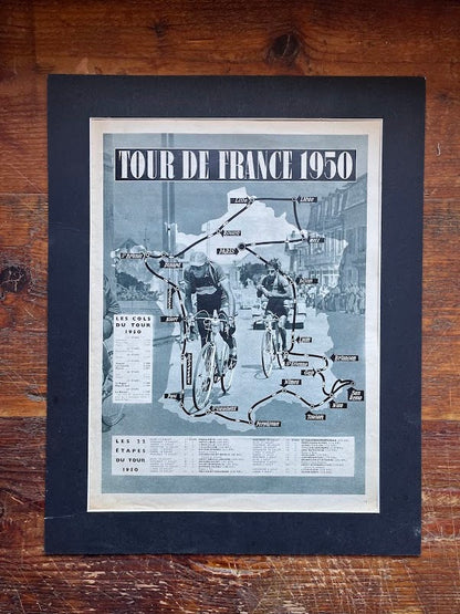 Vintage Tour de France route map -1950