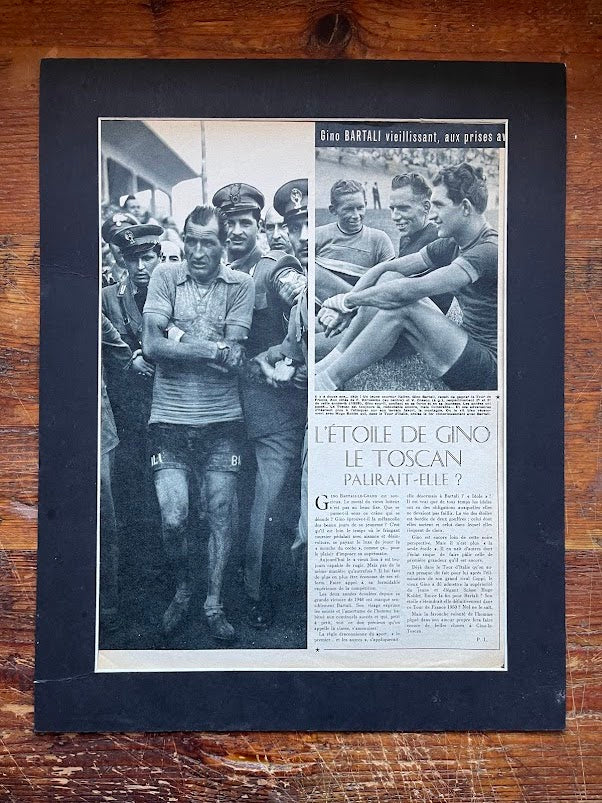 Vintage Cycling Print - Gino Bartali Original 1950 Tour de France