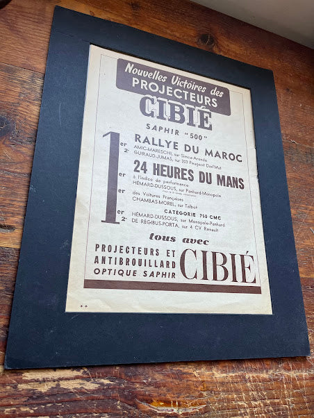 Vintage Cibie Le Mans 24 hr race Advertisement Print - 1952