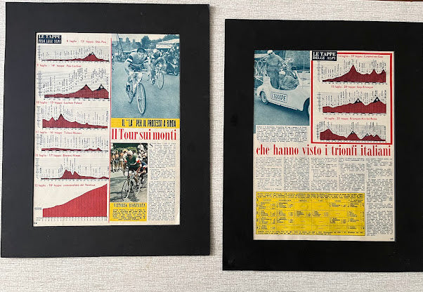 Tour de France Vintage Cycling Print -  Mountain stages Original 1950s