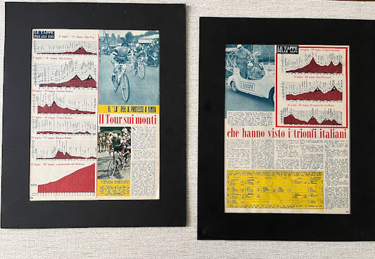 Tour de France Vintage Cycling Print -  Mountain stages Original 1950s