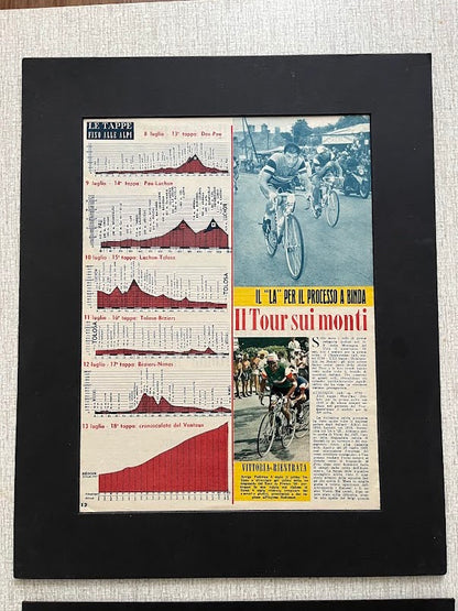 Tour de France Vintage Cycling Print -  Mountain stages Original 1950s