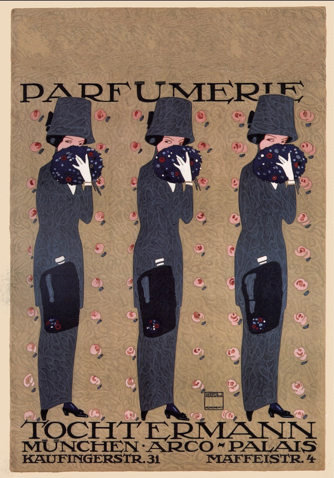 Tochtermann Parfumerie advertisement poster c1910 by Ludwig Hohlwein