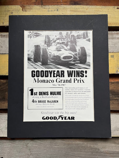 Good Year Denis Hulme / Bruce McLaren original advertisement print