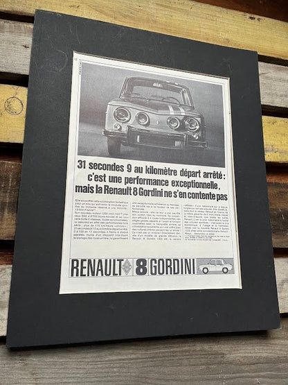 Vintage Renault 8 Gordini 1960s advertising print