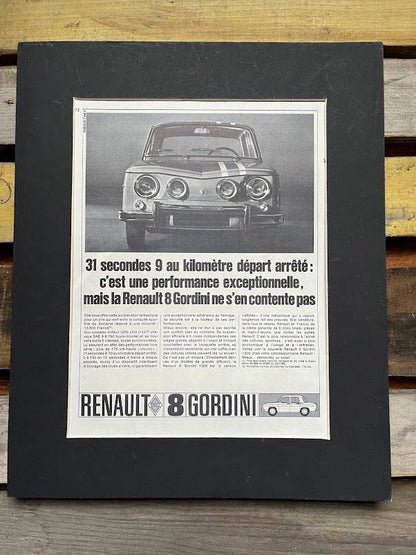 Vintage Renault 8 Gordini 1960s advertising print