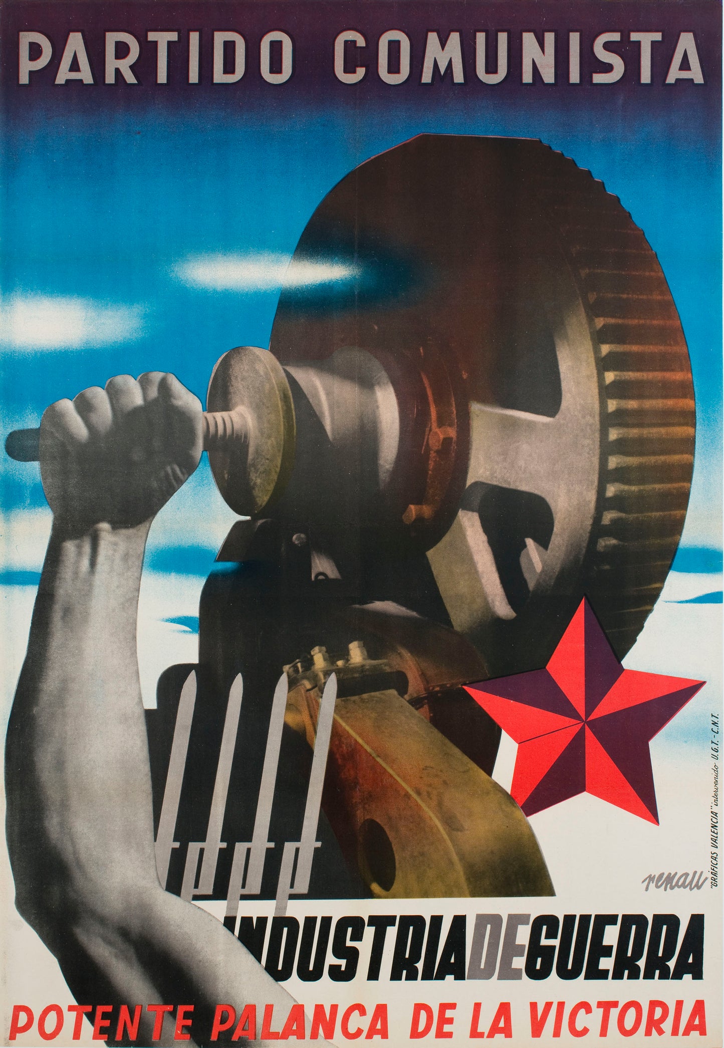 Spanish civil war Vintage Poster - Industria de Guerre c1936-39