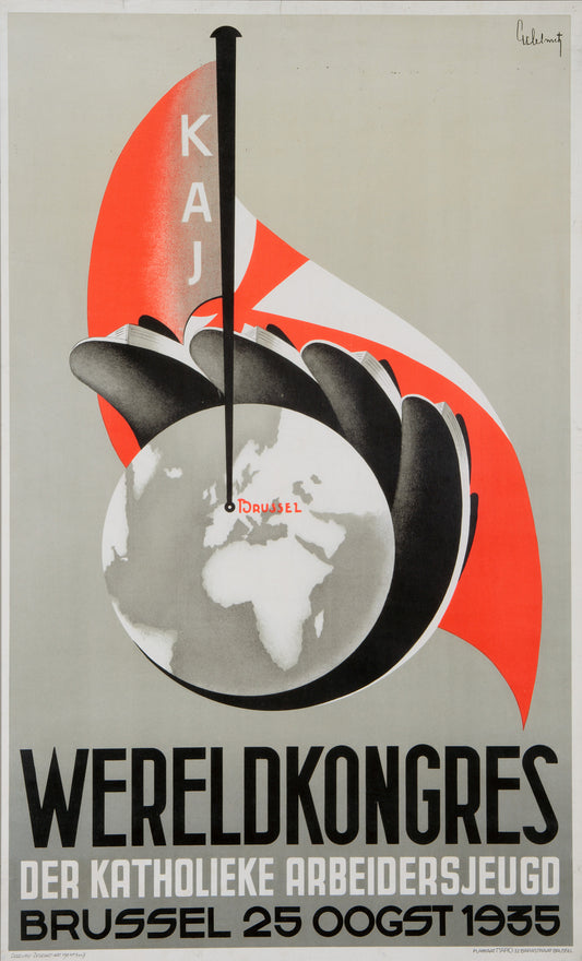 Vintage Belgian poster Wereld Kongres Des Katholieke Arbeidersjeugd c1935
