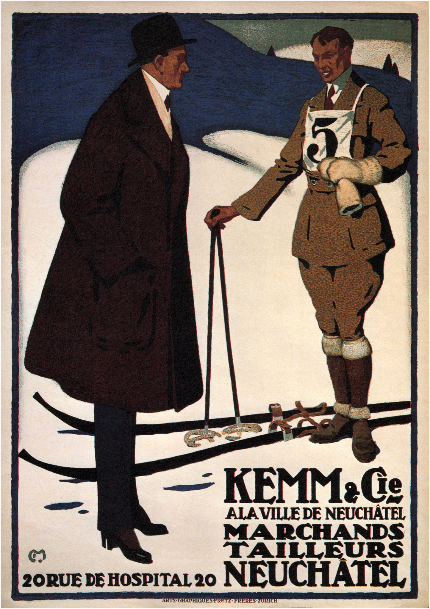 Kemme & co Winter sports equipment vintage poster 1916