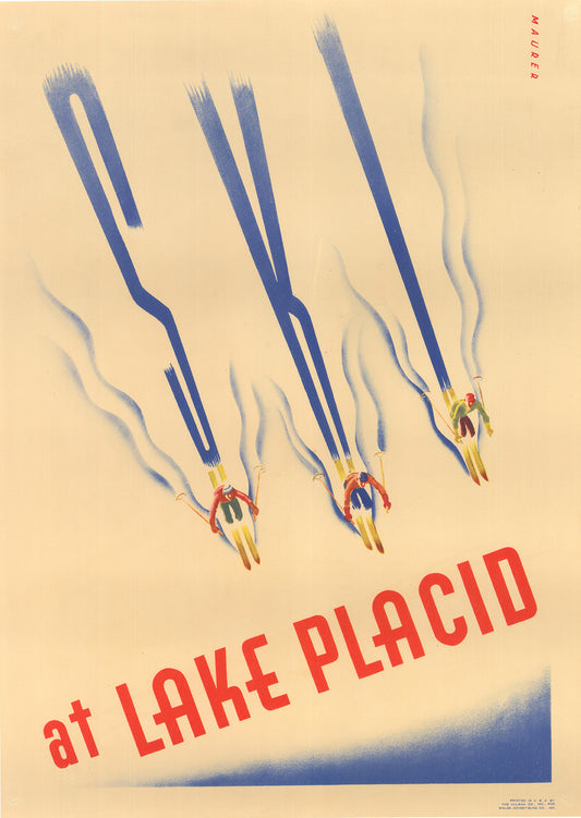 Vintage Ski poster - Lake Placid 1930s