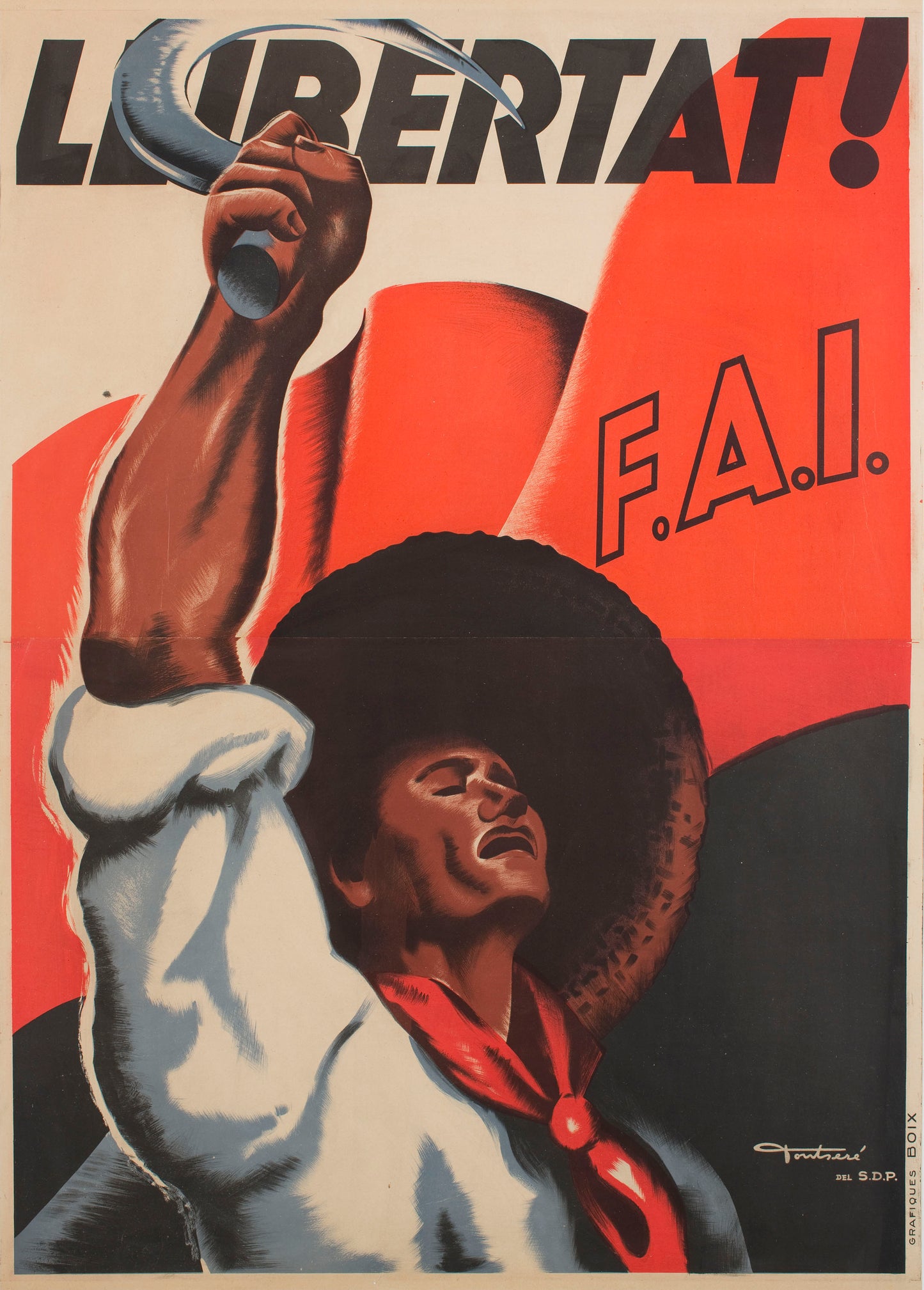 Spanish civil war Vintage Poster - Liberty FAI c1936
