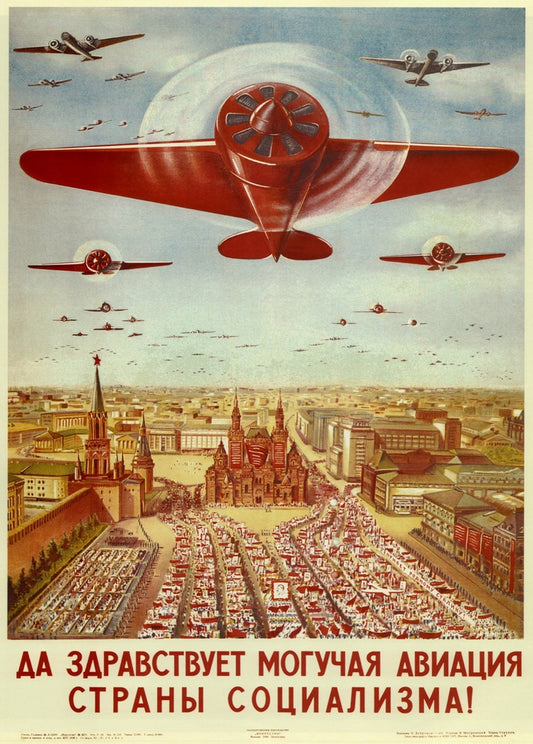 Vintage poster - Soviet Constructivism Long live the Mighty Aviation of the Country of Socialism c1935