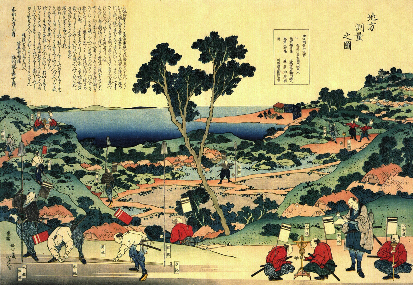 Hokusai - c1830s Measuring land Vintage reproduction poster