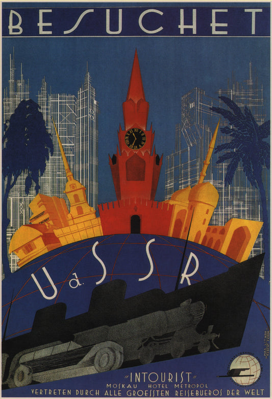 Vintage Soviet tourism poster -Visit USSR / Metropol Hotel c1930s