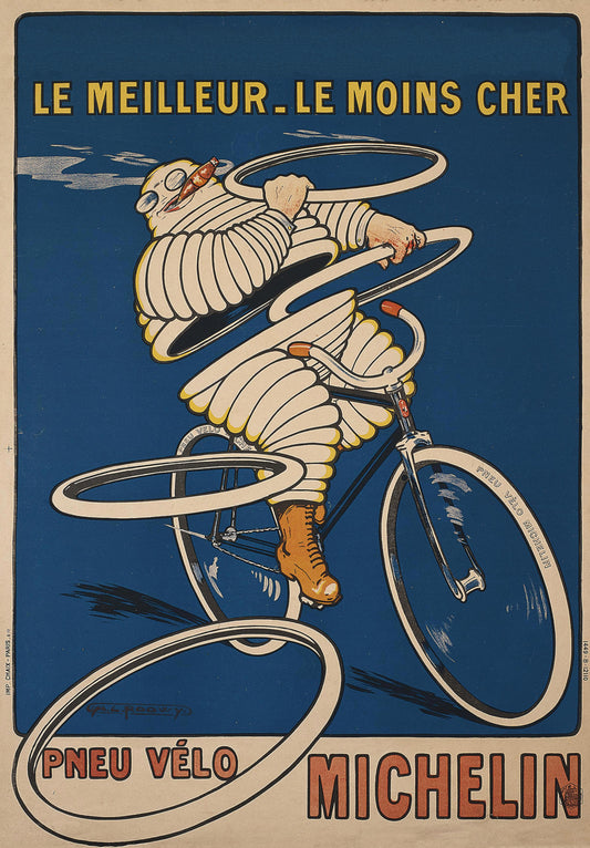 Michelin vintage poster - Le Meilleur le moins cher c1912 -HL Roowy