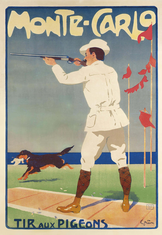 Monte Carlo vintage poster Tir Aux Pigeons c1930 - Jules-Alexandre Grun