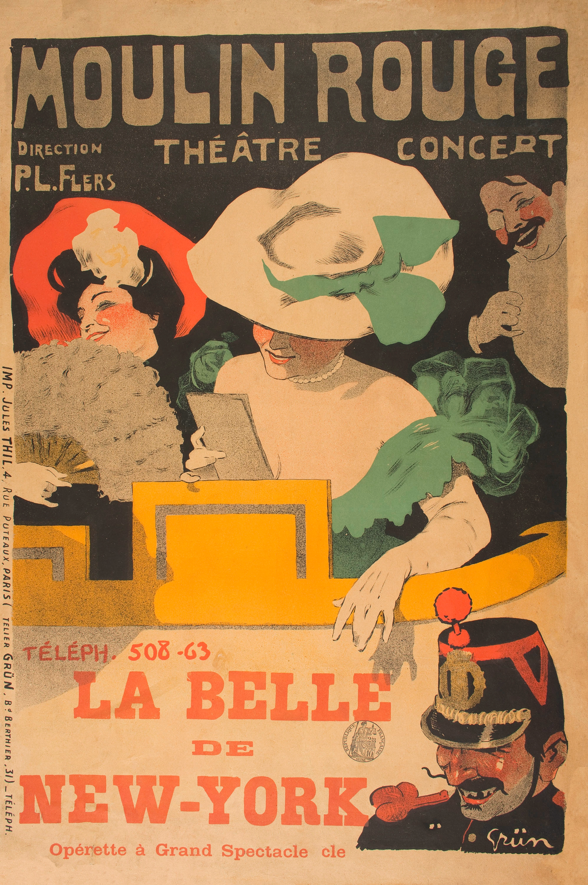 Moulin Rouge La Belle de New York vintage poster -  c1890s