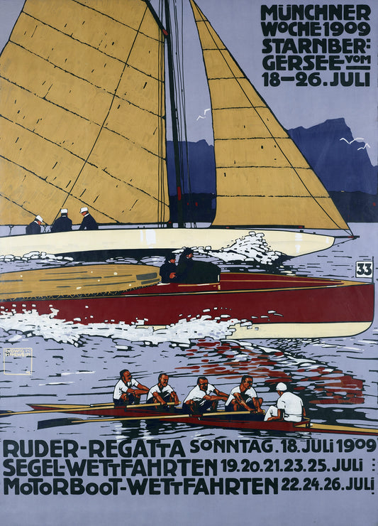 Munich Regatta 1909 vintage poster - Ludwig Hohlwein