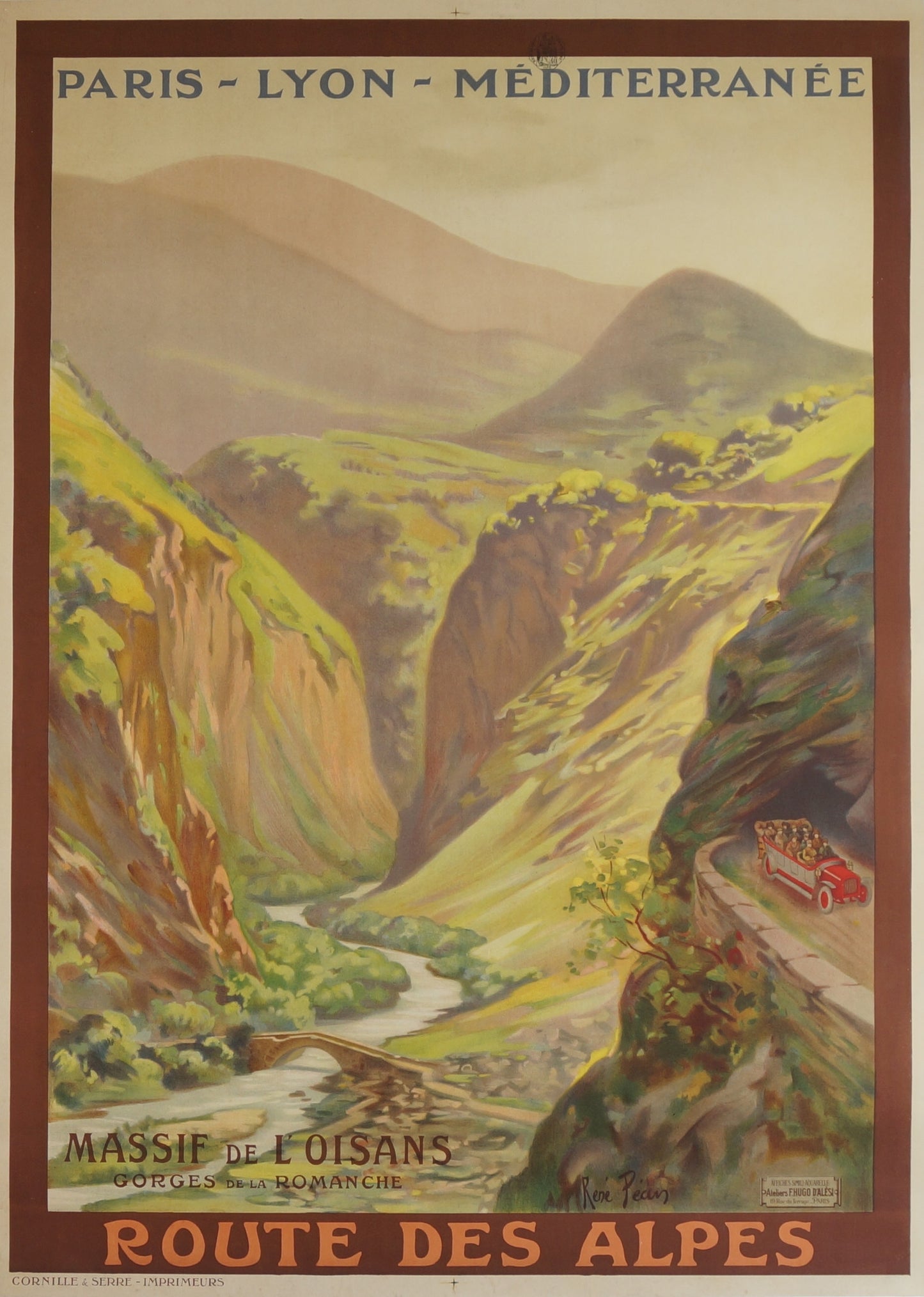 Le route des Alpes Oisans c1905 vintage poster