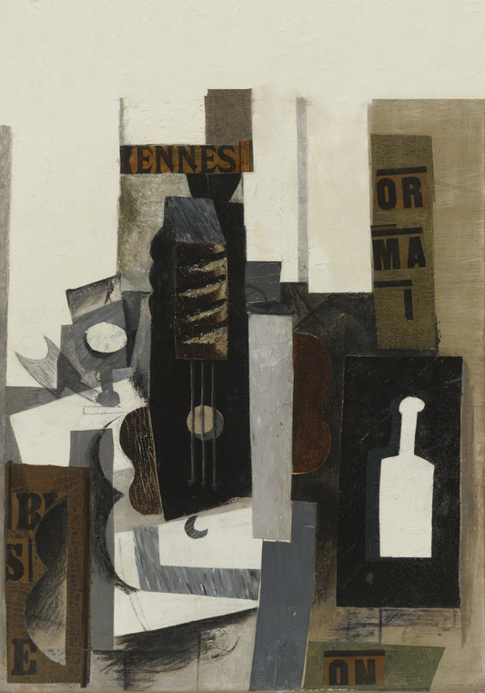 Picasso Glass Guitar and bottle 1913