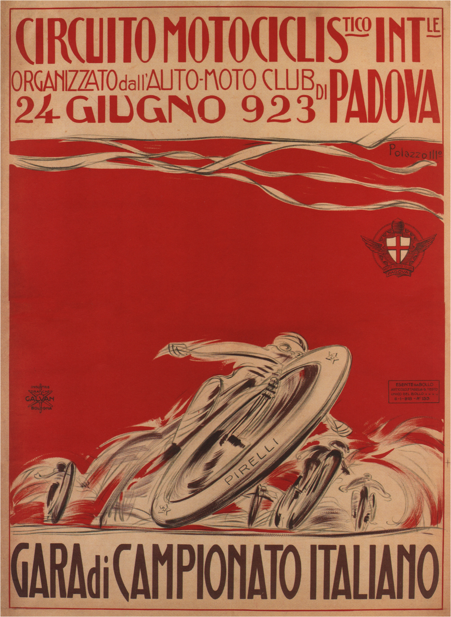Padova Circuito Motocicli motorcycle poster c1923
