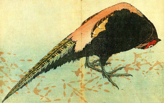 Hokusai - c1830s Peacock in the snow Vintage reproduction poster