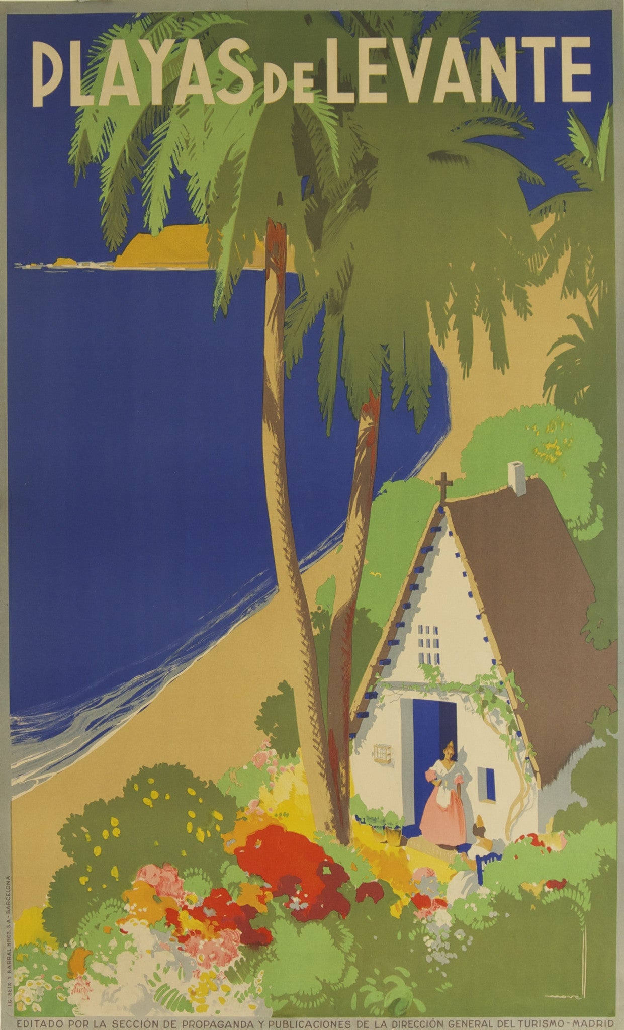 Playas de levante Spanish travel poster c1935