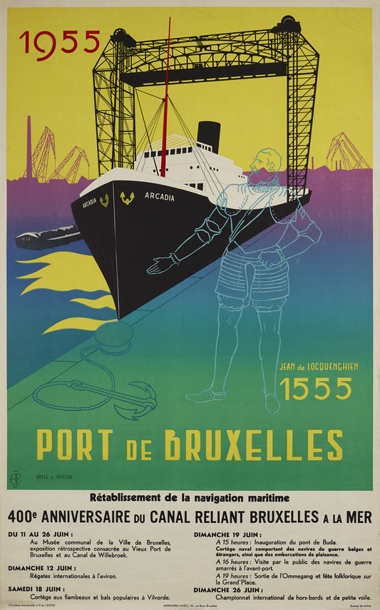 Belgian vintage Travel poster - Porte de Bruxelles 1955
