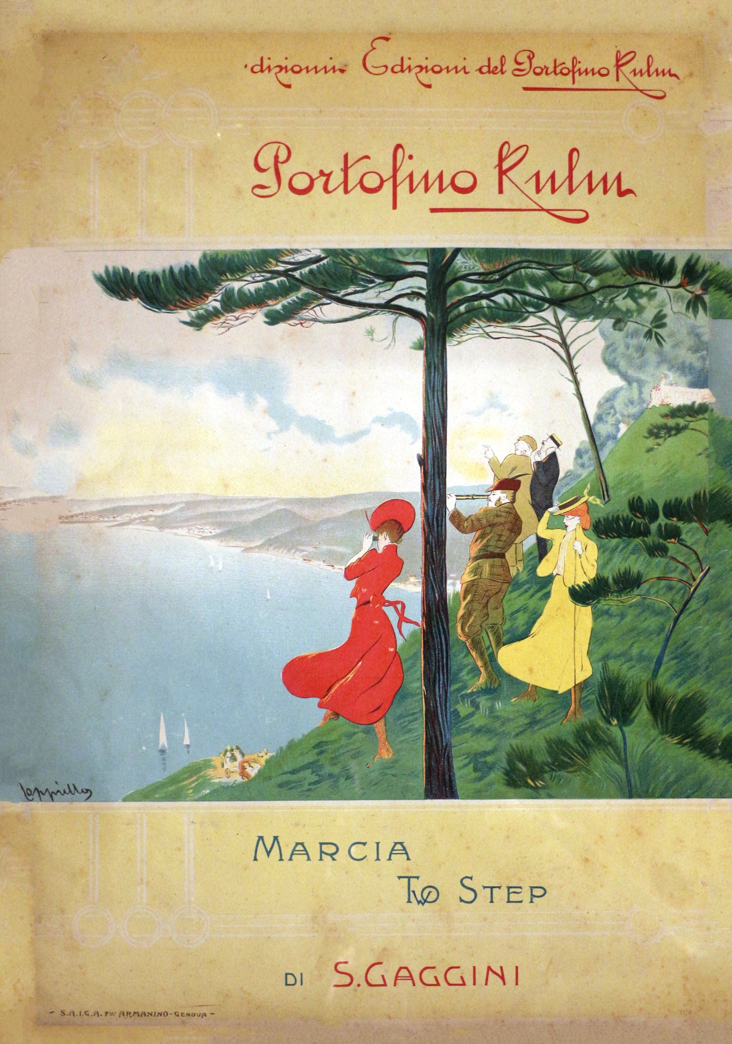 Portofino kulm e saiga - Vintage reproduction poster - Leonetto Capiello c1906