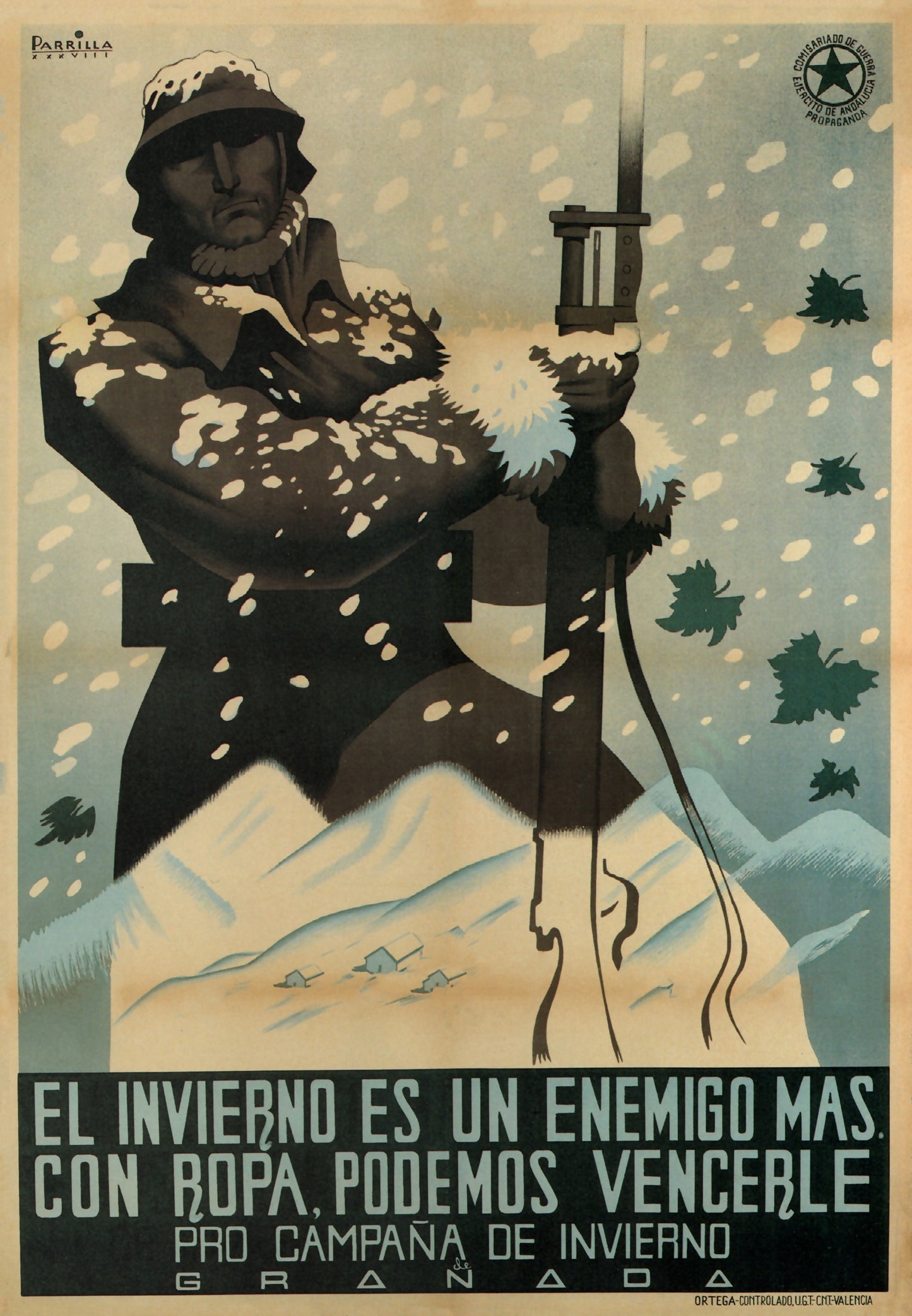 Spanish civil war Vintage Poster - " Pro - Winter campaign, Granada" c1938