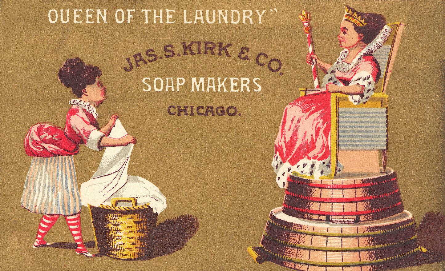 Queen of the laundry c1880 J A S Kirk vintage soap poster