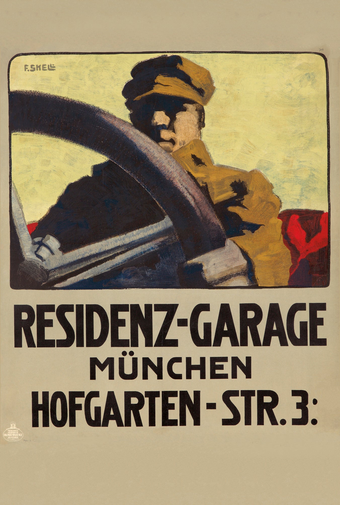 Vintage advertising poster - Residenz garage Munchen c1910 - Friedrich Skell